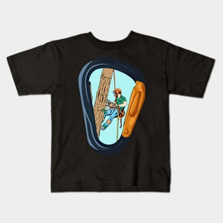 Vintage Arborist Carabiner Art Kids T-Shirt